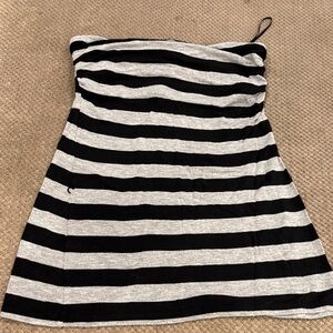 Express Black and Gray Striped Tube Top